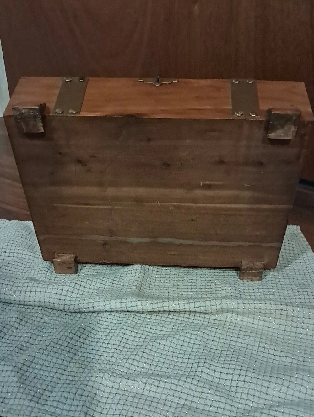Wooden Cedar Treasure Chest Jewelry Box with Brass Accents - Refurbished